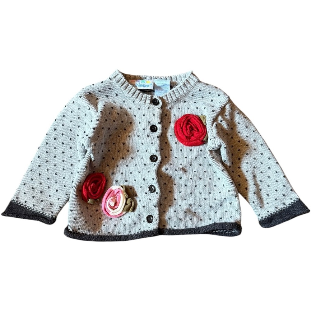 Polka Dot Vintage Rose Baby Cardigan